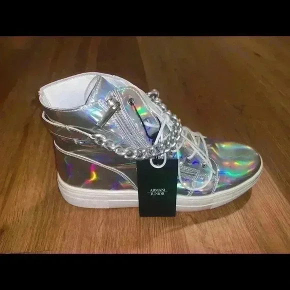 Armani Junior Girl’s Irridescent Hi-top Sneakers! NIB! 40 7